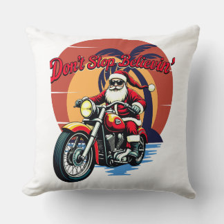 Coussin "Don’t Stop Believin’ - Père Noël Rides Thlow Pill