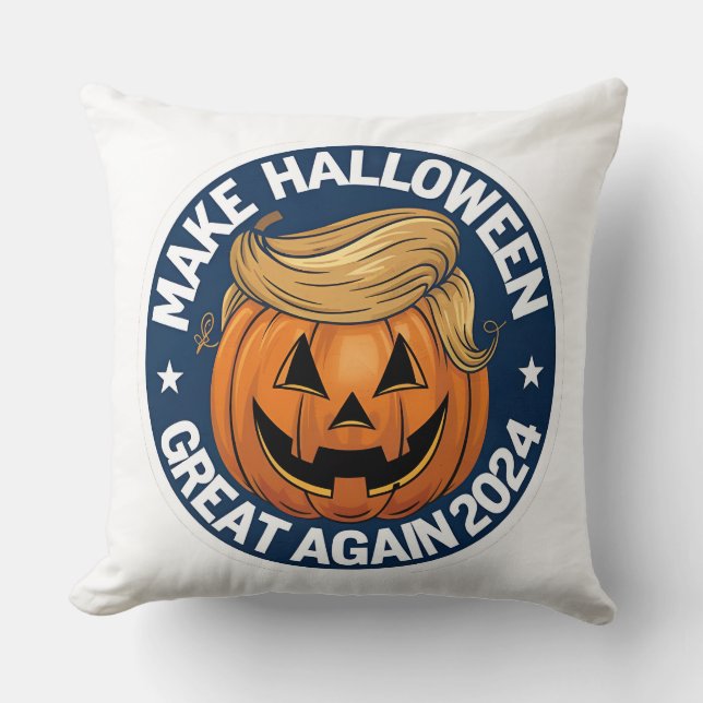 Coussin Donald Trump Halloween Citrouille Thaillow : Nouve (Recto)