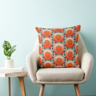 Coussin Donut tomate avec traces Turquoises