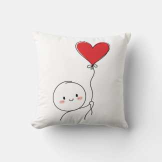 Coussin Doodle d'amour mignon minimaliste