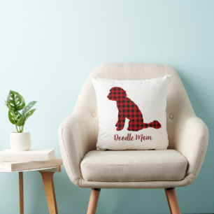 Coussin Doodle Maman Labradoodle à carreaux de Buffalo