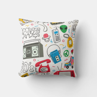 Coussin Doodle vintage des années 80 90 avec boîte à boom,