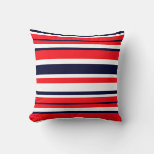 Coussin d'oreiller bleu rouge blanc rayures