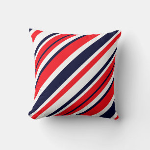 Coussin d'oreiller bleu rouge blanc rayures