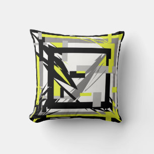 Coussin d'oreiller gris jaune Art Abstrait