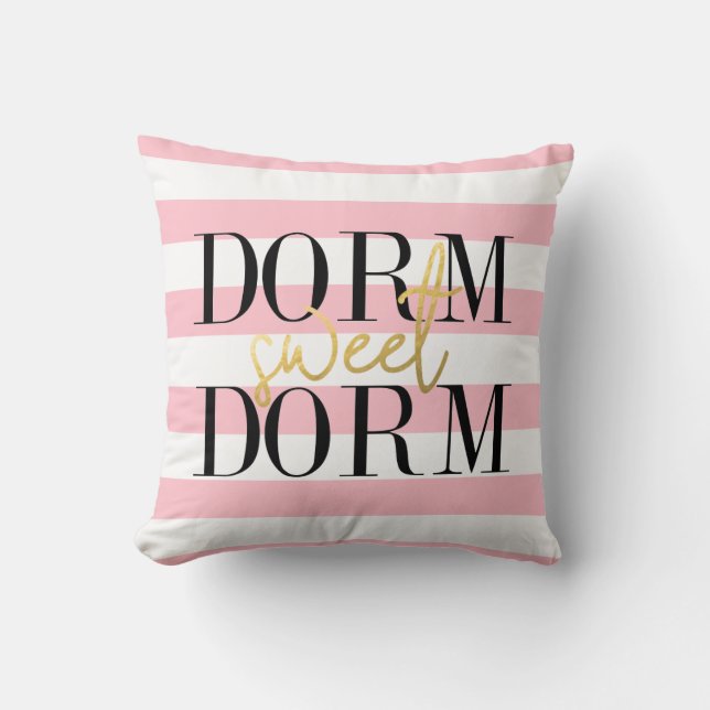 Coussin Dorm Sweet Dorm | Bubblegum Pink Stripes (Recto)