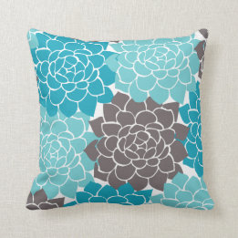 Coussin Dos gris de plaid de collage de fleur de graphite