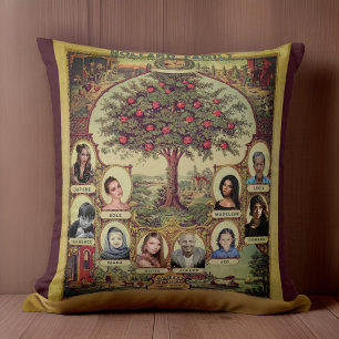 Coussin Dossiers familiaux Arbre Keepsaké Bourgogne