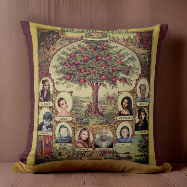 Coussin Dossiers familiaux Arbre Keepsaké Bourgogne (Créateur téléchargé)