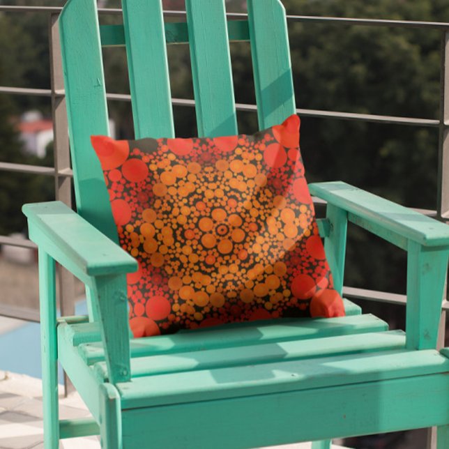 Coussin Dot Mandala Fleur Orange et Noir (Créateur téléchargé)