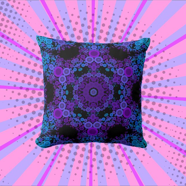 Coussin Dot Mandala Flower bleu et violet (Créateur téléchargé)