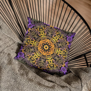 Coussin Dot Mandala Flower Jaune et violet