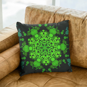 Coussin Dot Mandala Flower vert et noir