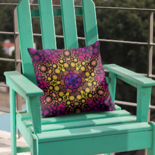 Coussin Dot Mandala Flower violet et jaune