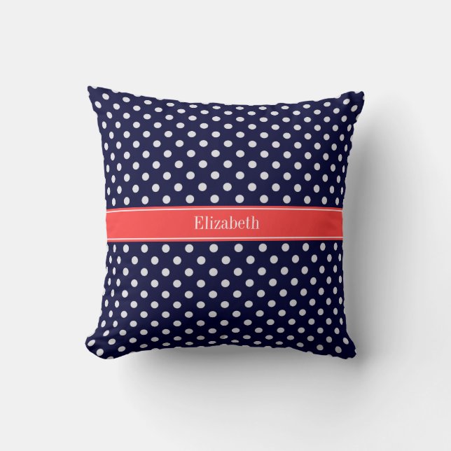 Coussin Dots Coral Name Monogram (Recto)