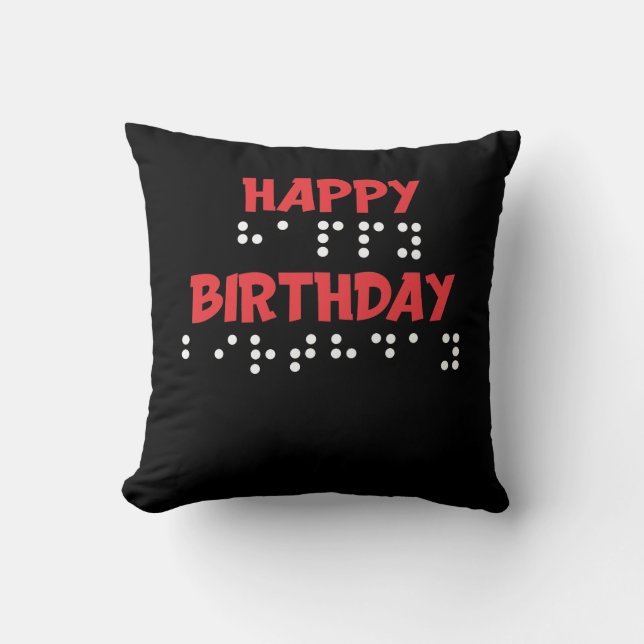 Coussin Dots en braille - Joyeux t-shirt Blind pour l'anni (Recto)