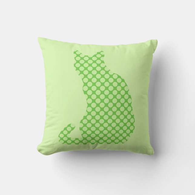 Coussin Dotty Cat - nuances de vert citron (Recto)