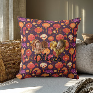 Coussin double photo Cadres cardiaques et Motif Ka