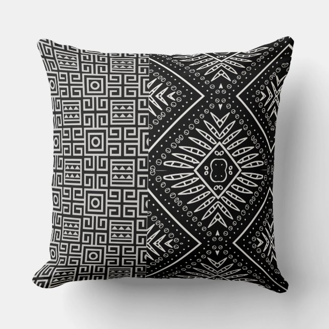 Coussin double ton multi-noir Aztec/Leopard (Recto)