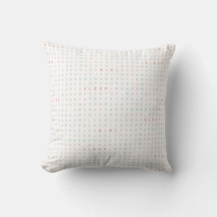 Coussin Douce Fille Alphabet ABCs Couleurs Pastel Rose