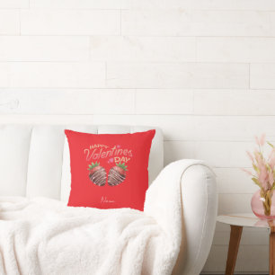 Coussin Douce Saint-Valentin Fraise Personnalisée