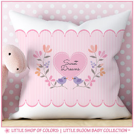 Coussin Douces Rêves Pouponnière Fille aux Bandes Roses