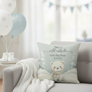 Coussin Douceur de l'hiver extérieur Fête de bébé de genre
