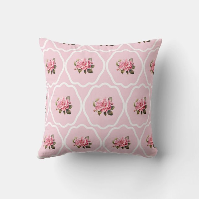 Coussin douillet avec rose et couleur rose clair (Verso)