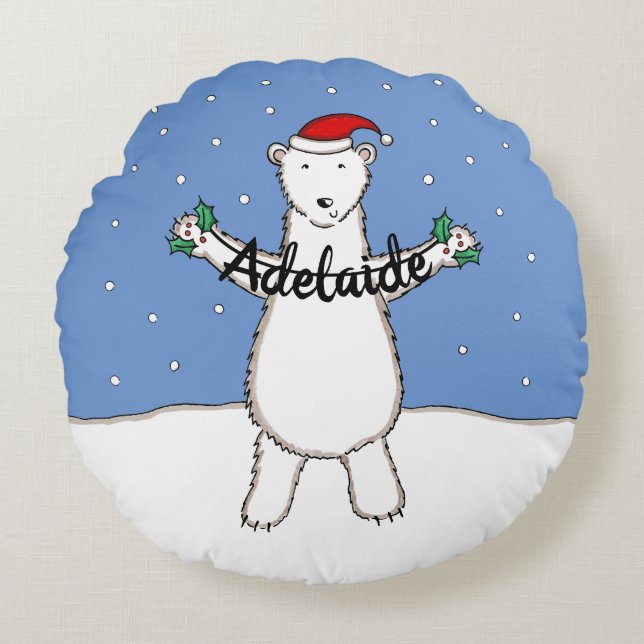 Coussin d'ours polaire de Noël personnalisé (Devant)
