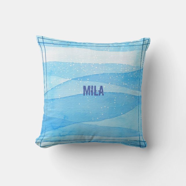 Coussin doux à paillettes bleu clair (Recto)