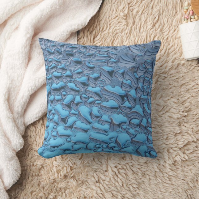 Coussin Doux gouttes de pluie sur verre bleu (Couverture)