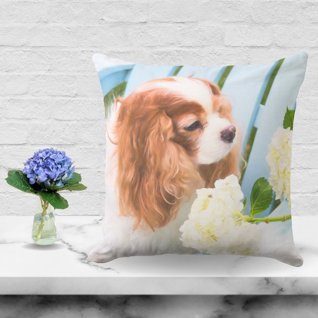 Coussin Doux Hydrangeas Cavalier King Charles Spaniel (Créateur téléchargé)