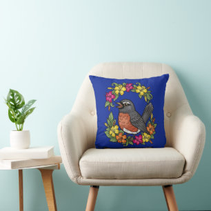 Coussin Doux Oiseau du Connecticut avec Mirabilis