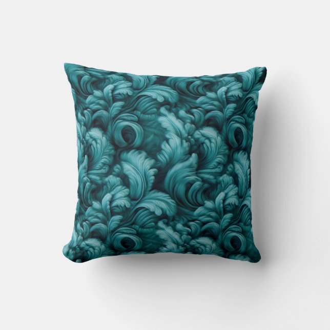 Coussin Doux Turquoise Turquoise Floral Élégant Confort (Recto)