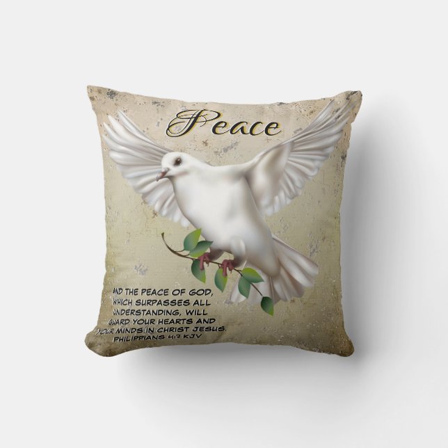 Coussin Dove de la paix Scripture personnalisée Verse (Recto)