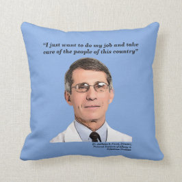 Coussin Dr Fauci, citation, recto verso, citation