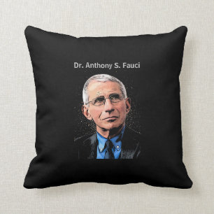 Coussin Dr Fauci, noir, design recto verso,