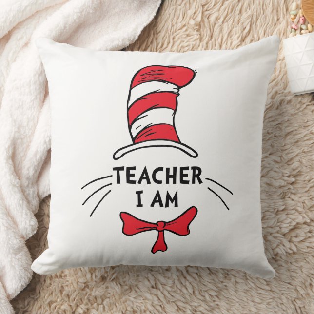 Coussin Dr Seuss | Chat en Casquette - Enseignant Je suis (Couverture)