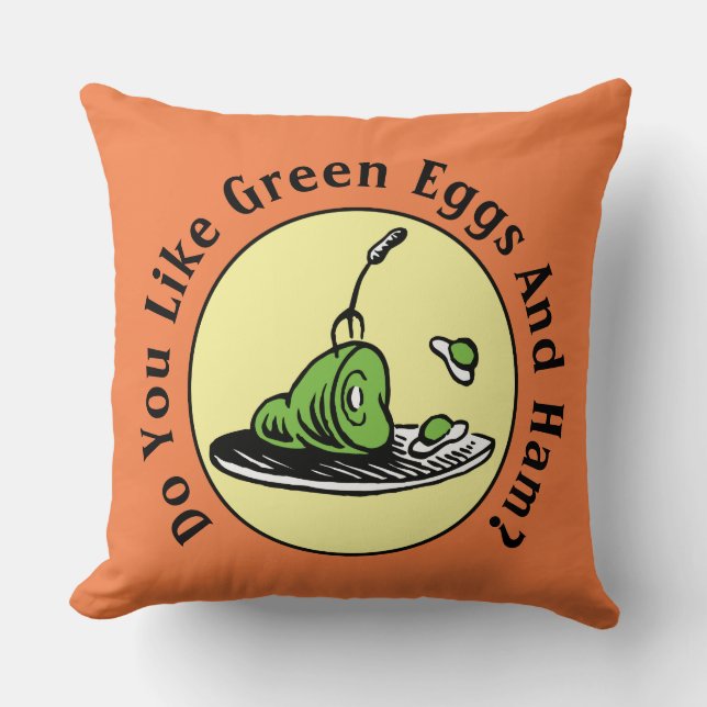 Coussin Dr Seuss| Oeufs verts et icône jambon (Recto)
