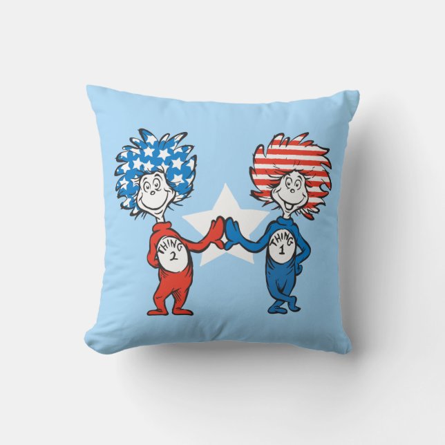 Coussin Dr Seuss | Une chose Deux graphiques patriotiques (Recto)