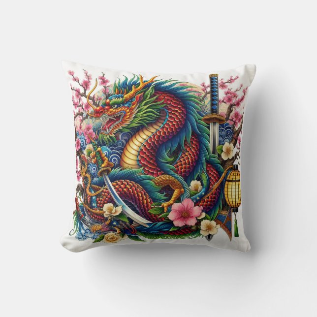 Coussin dragon chinois (Recto)
