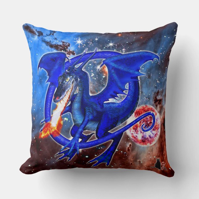 Coussin Dragon cosmique azurite (Recto)
