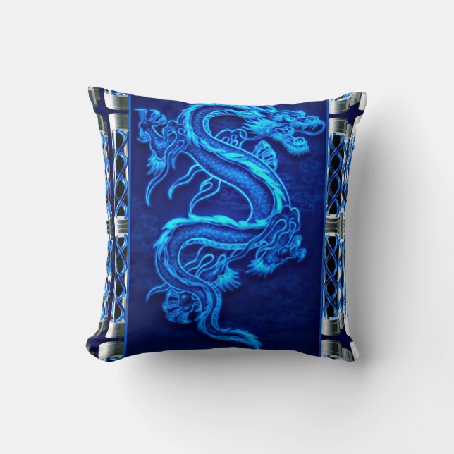 Coussin Dragon de bleu royal (Recto)