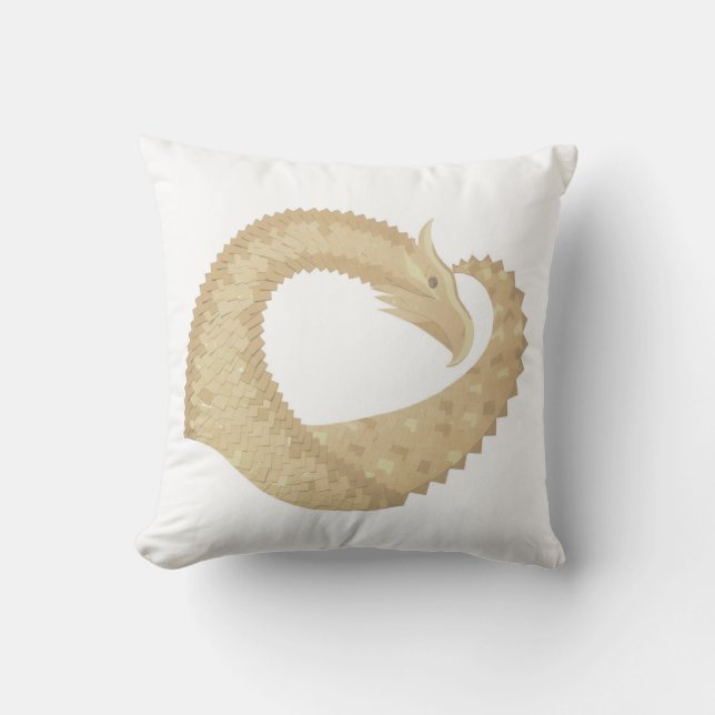 Coussin Dragon de coeur de grès sur blanc (Recto)