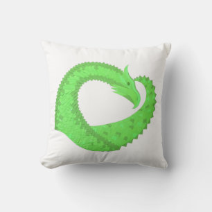 Coussin Dragon de coeur vert citron blanc