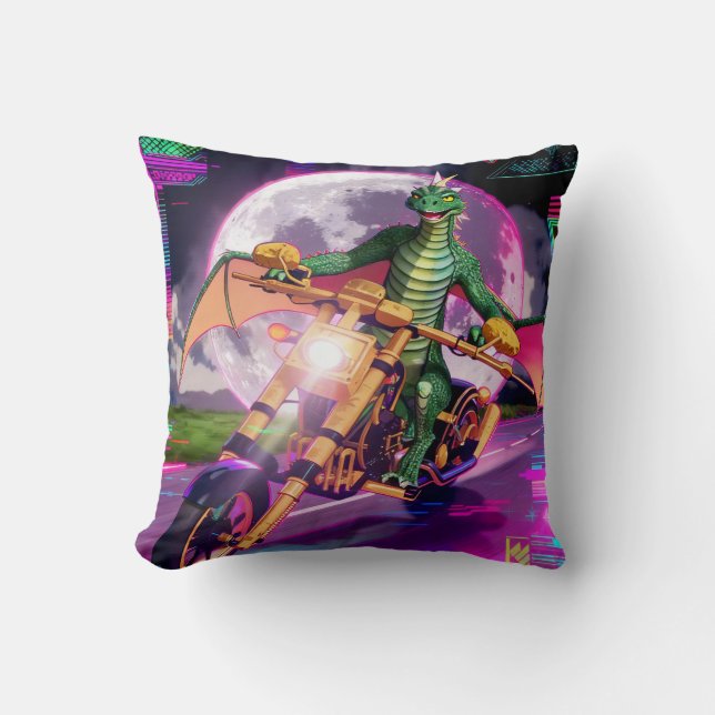 Coussin Dragon de course de moto (Recto)