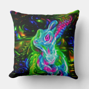 Coussin Dragon de lapin psychédélique à Neon Imaginaire