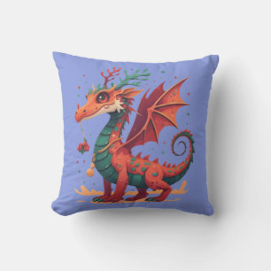 Coussin Dragon de rennes de Noël Abstrait dessin élégant
