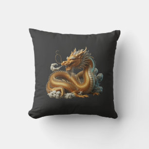 Coussin dragon doré