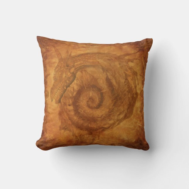 Coussin Dragon en spirale d'or (Recto)